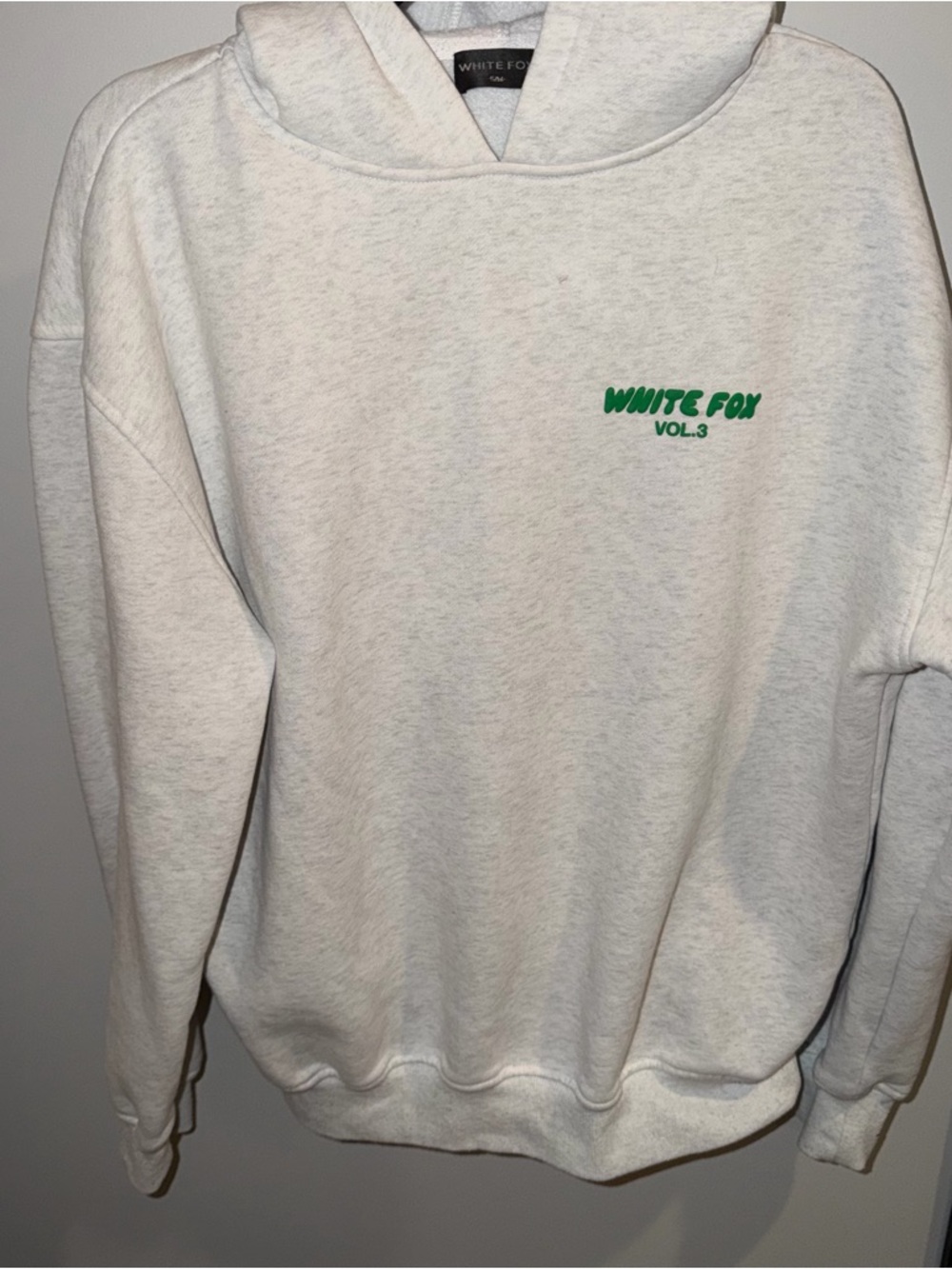 White Fox Volume 3 Hoodie Women S/M Gray Puff Oversized Pullover Sweatshirt